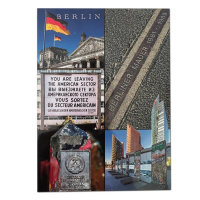 Postkarte 5 Bilder Berliner Mauer hoch