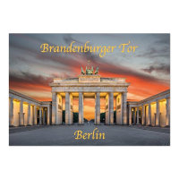 Postkarte Brandenburger Tor am Abend quer