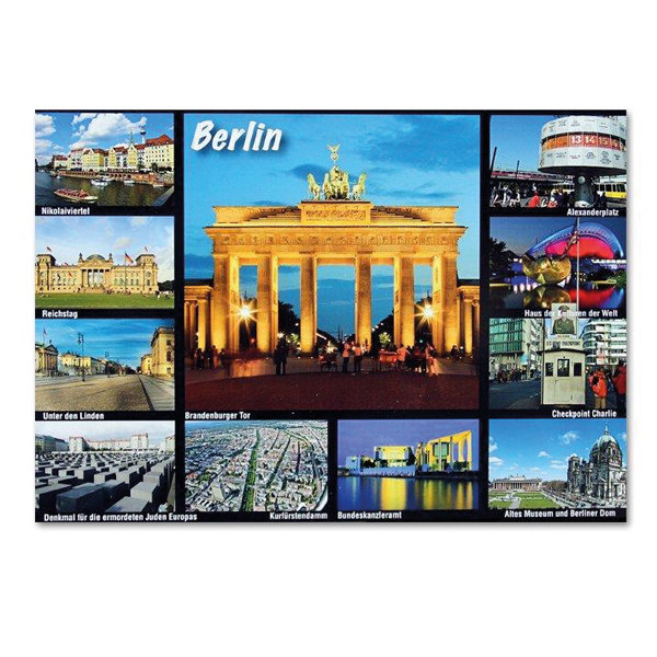 Postkarte 11 Bilder Brandenburger Tor quer