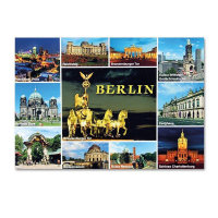 Postkarte 10 Bilder Quadriga Berlin quer