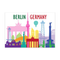 Postkarte Berlin Skyline bunt