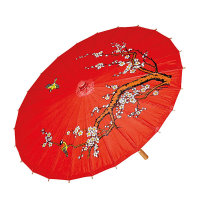 Schirm orientalisch aus rotem Reispapier
