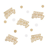 Konfetti Happy Birthday gold/weiß