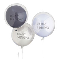 Luftballons Happy Birthday transparent/blau