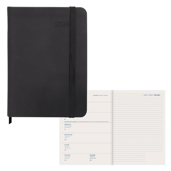 AGENDA MENSUEL 2024 A5+ souple - couleur noire