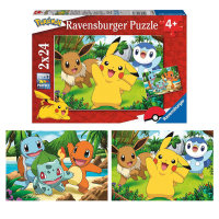 Puzzle 2x24 Teile Pokémon Pikachu und seine Freunde