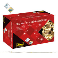 Idena Micro Lichterkette 200 LED warmweiß 8h Timer...