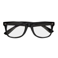 Brille Charaktere schwarz helle Gläser