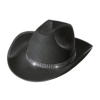 Hut Cowboy mit Strassband schwarz, aus Filz