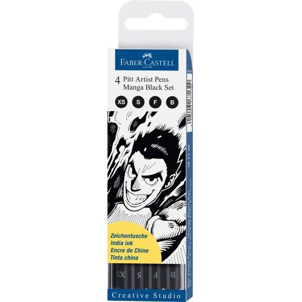 Pitt Artist Pen Manga Set schwarz 4teilig