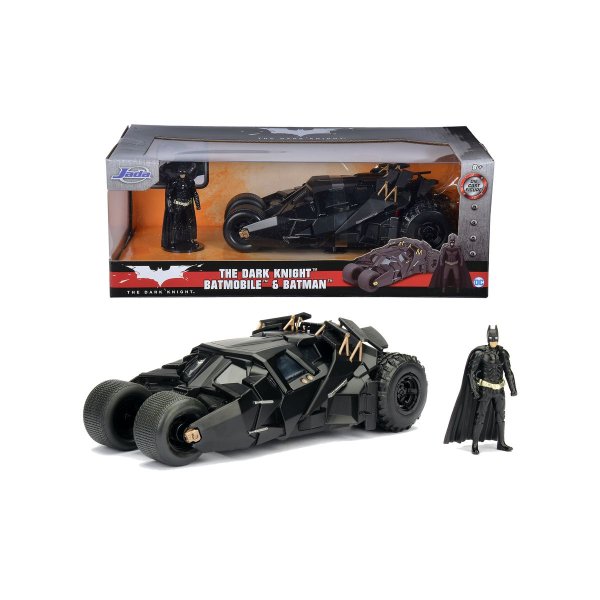 Simba Modellauto DC Batman The Dark Knight Batmobile mit Batman Figur 1:24 schwarz 20,5cm Die cast