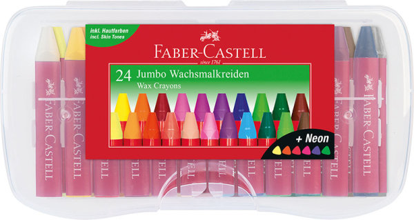 Wachsmalkreiden Jumbo mit Neonfarben 24er Kunststoffbox