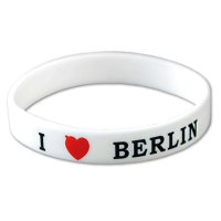 Armband I love Berlin weiß aus Gummi