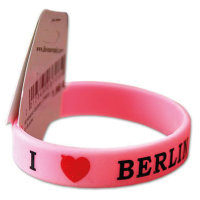 Armband I love Berlin pink aus Gummi