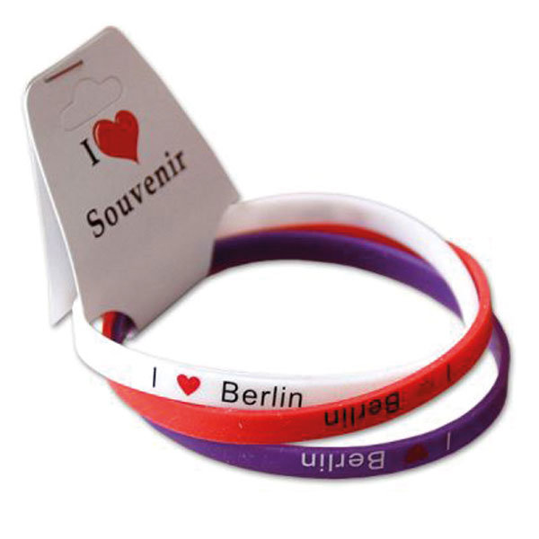 Armband-Set I Love Berlin weiß/lila/rot aus Gummi
