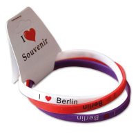 Armband-Set I Love Berlin weiß/lila/rot aus Gummi
