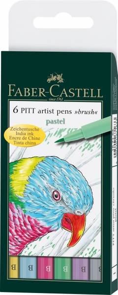 Tuschestift PITT 6er Artist Pen, Pastel Tones