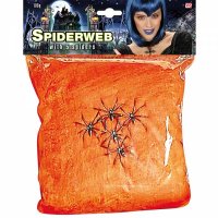 Spinnennetz orange mit 5 Spinnen