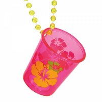 Schnapsglaskette mit Hibiskusblüte neonpink