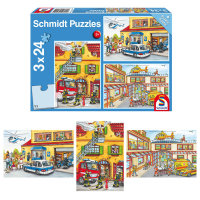 Schmidt Puzzles 3x24er Feuerwehr und Polizei