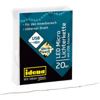 Idena Lichterkette 20 Micro LED ww USB Silberdraht...