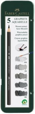 Bleistifte Graphit Aquarelle sechskant 5er Metalletui