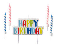Kerzenset Happy Birthday mit 4 Geburtstagskerzen
