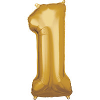 Folienballon Zahl 1 33x86cm gold