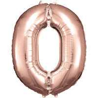 Folienballon Zahl 0 66x88cm rosé