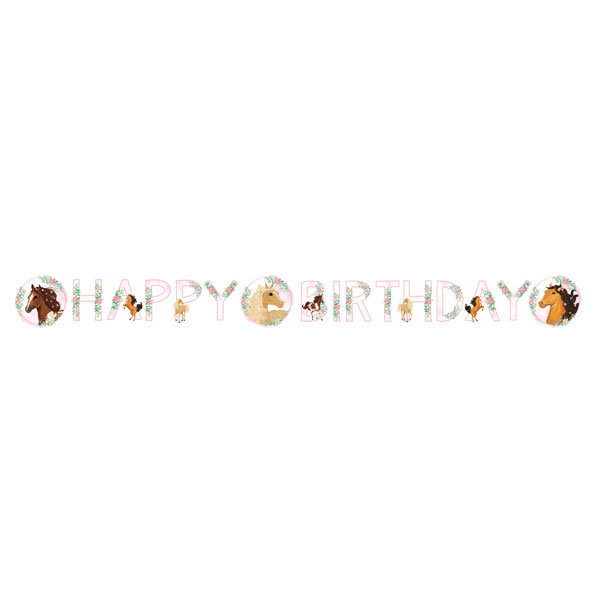 Banner Birthday 180x15cm Beautiful Horses Papier