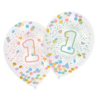 Latexballons 1st Birthday mit Konfetti D27,5cm 6er