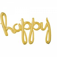 Folienballon Phrase happy gold