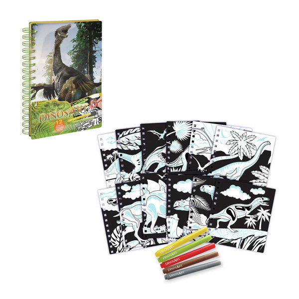 Malbuch Dinos Art mit 5 Stiften