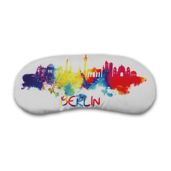 Schlafmaske Berlin Skyline Aquarell weiß