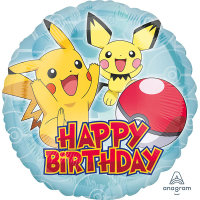 Folienballon Pokémon Happy Birthday rund
