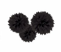 Fluffy Dekobälle schwarz 3 Stück, 40 cm